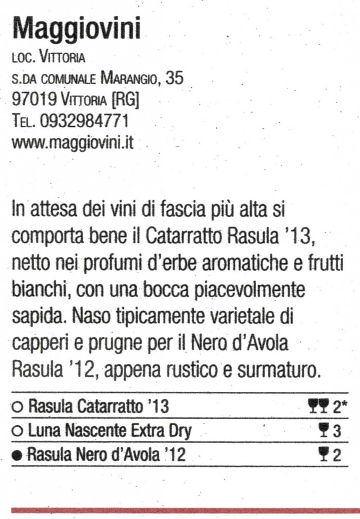 Recensione Gambero Rosso 2015