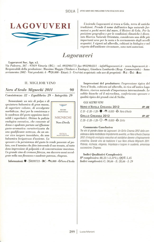 Recensione Luca Maroni 2014 Lagovuveri