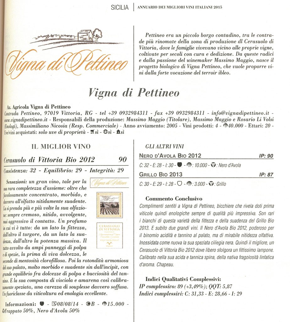 Recensione Luca Maroni 2015 Vigna di Pettineo